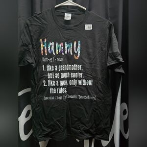 Black Graphic Tee with Colorful Text
